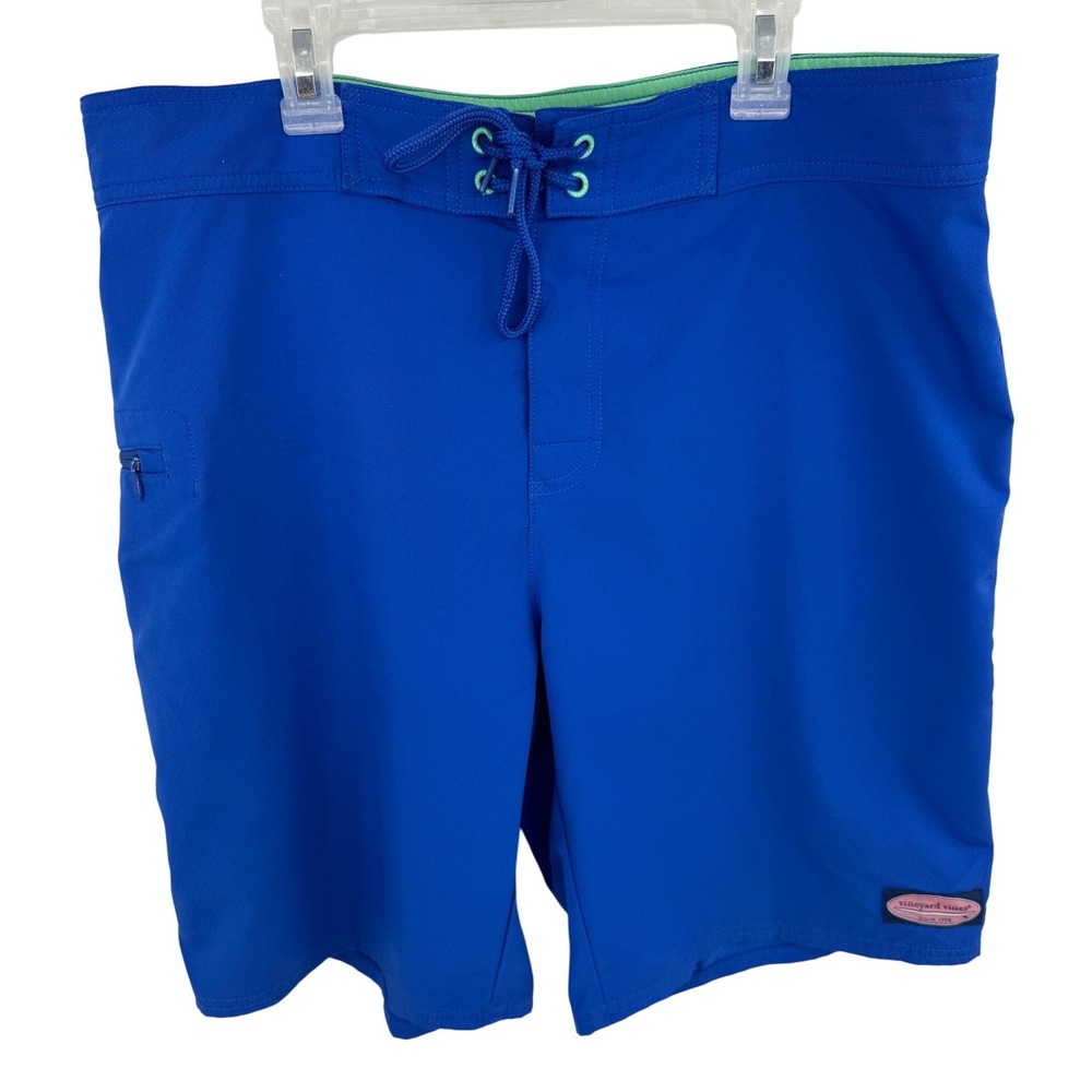 Vineyard Vines Mens Board Shorts Blue Swim Trunks Size 33 Lace Up Pocket‎